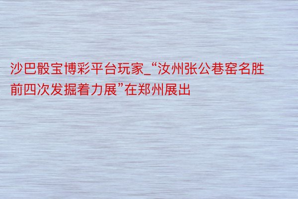 沙巴骰宝博彩平台玩家_“汝州张公巷窑名胜前四次发掘着力展”在郑州展出